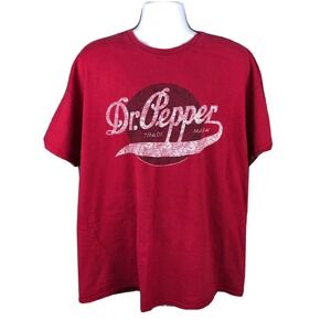Dr Pepper Classic Logo Beverage Soft Drink Retro Style Red T-shirt Tee Men's 2XL